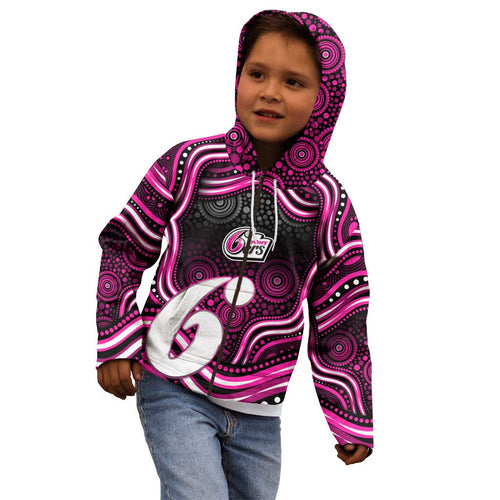 Sydney Sixers Cricket Kid Hoodie Australian Cricket Mascot - Modern Indigenous Style