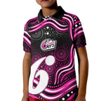 Sydney Sixers Cricket Kid Polo Shirt Australian Cricket Mascot - Modern Indigenous Style