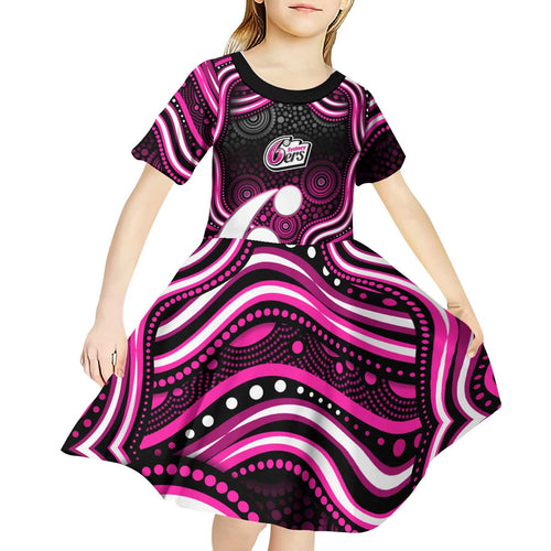 Sydney Sixers Cricket Kid Short Sleeve Dress Australian Cricket Mascot - Modern Indigenous Style
