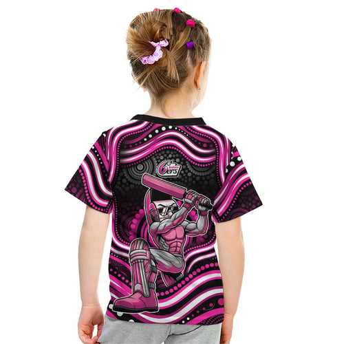 Sydney Sixers Cricket Kid T Shirt Australian Cricket Mascot - Modern Indigenous Style
