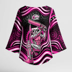 Sydney Sixers Cricket Kimono Sleeve Blouse Australian Cricket Mascot - Modern Indigenous Style