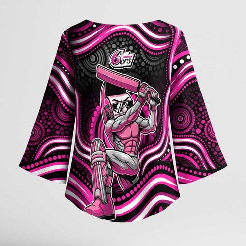 Sydney Sixers Cricket Kimono Sleeve Blouse Australian Cricket Mascot - Modern Indigenous Style