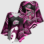 Sydney Sixers Cricket Kimono Sleeve Blouse Australian Cricket Mascot - Modern Indigenous Style
