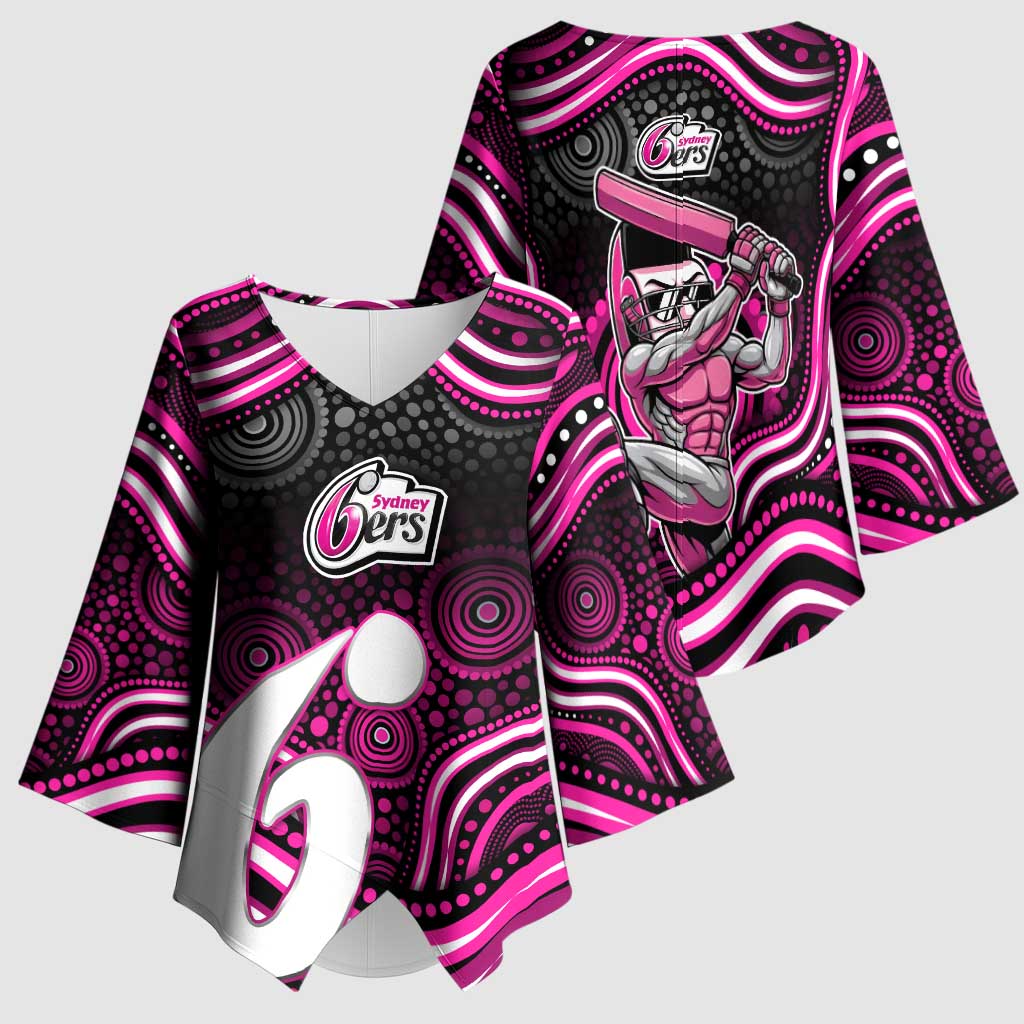 Sydney Sixers Cricket Kimono Sleeve Blouse Australian Cricket Mascot - Modern Indigenous Style