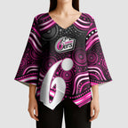 Sydney Sixers Cricket Kimono Sleeve Blouse Australian Cricket Mascot - Modern Indigenous Style