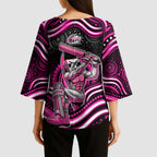 Sydney Sixers Cricket Kimono Sleeve Blouse Australian Cricket Mascot - Modern Indigenous Style