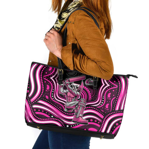 Sydney Sixers Cricket Leather Tote Bag Australian Cricket Mascot - Modern Indigenous Style