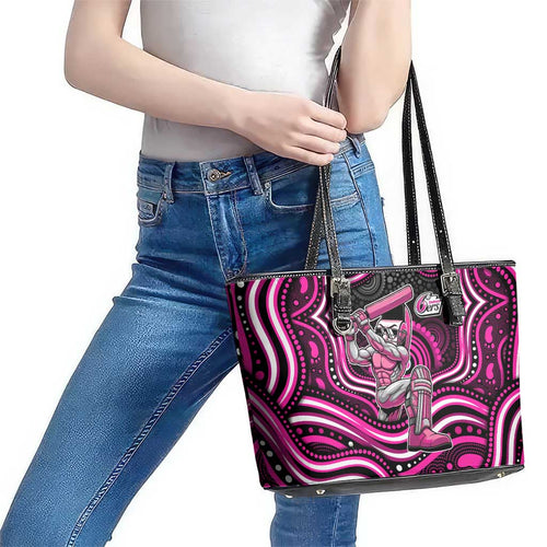 Sydney Sixers Cricket Leather Tote Bag Australian Cricket Mascot - Modern Indigenous Style