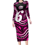 Sydney Sixers Cricket Long Sleeve Bodycon Dress Australian Cricket Mascot - Modern Indigenous Style