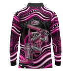Sydney Sixers Cricket Long Sleeve Polo Shirt Australian Cricket Mascot - Modern Indigenous Style