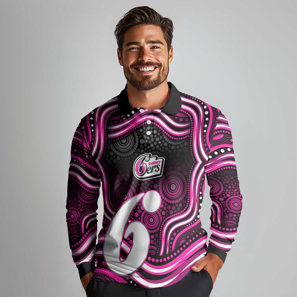 Sydney Sixers Cricket Long Sleeve Polo Shirt Australian Cricket Mascot - Modern Indigenous Style