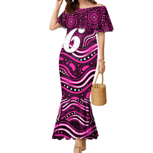 Sydney Sixers Cricket Mermaid Dress Australian Cricket Mascot - Modern Indigenous Style