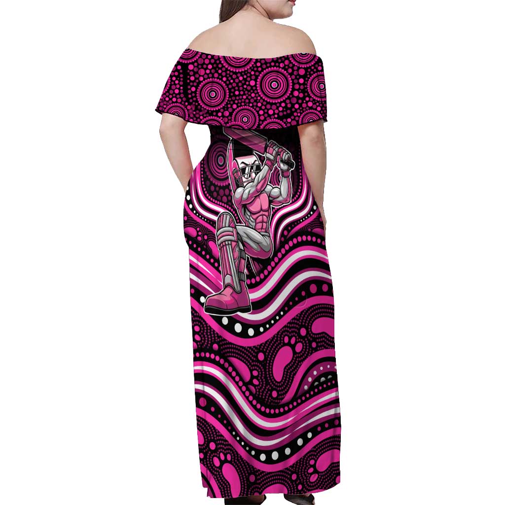 Sydney Sixers Cricket Off Shoulder Maxi Dress Australian Cricket Mascot - Modern Indigenous Style