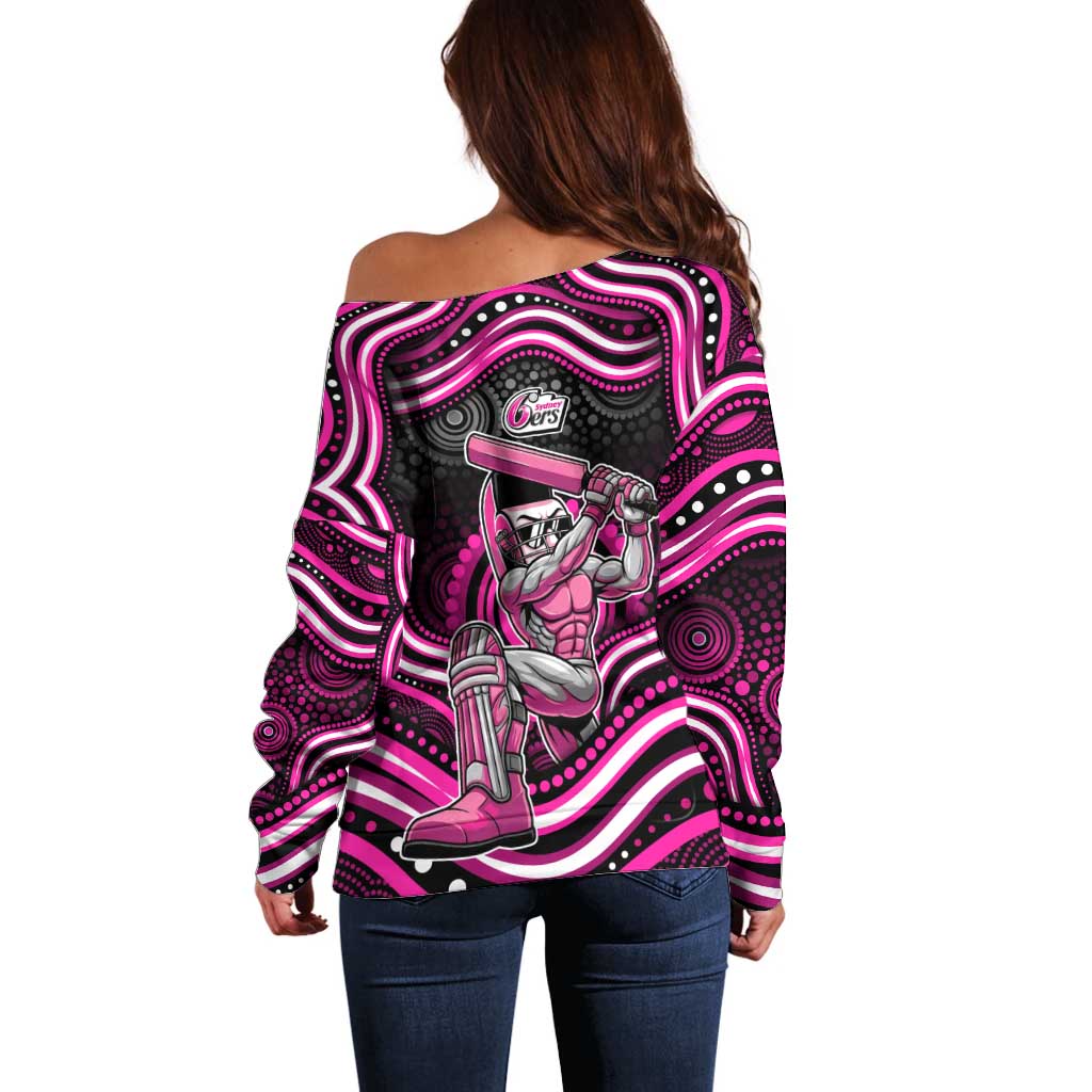Sydney Sixers Cricket Off Shoulder Sweater Australian Cricket Mascot - Modern Indigenous Style