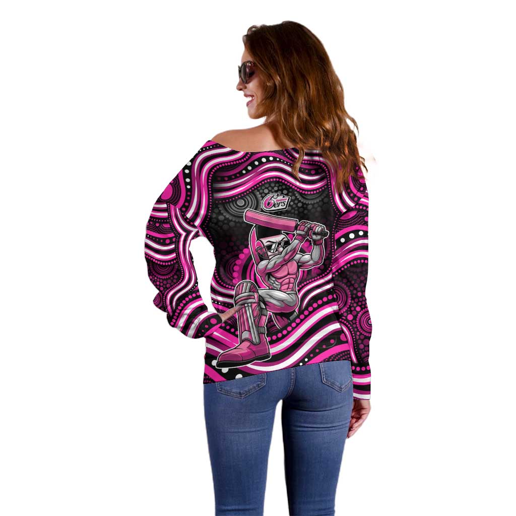 Sydney Sixers Cricket Off Shoulder Sweater Australian Cricket Mascot - Modern Indigenous Style