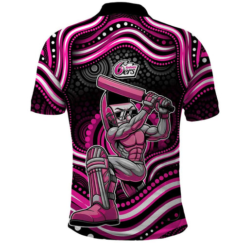 Sydney Sixers Cricket Polo Shirt Australian Cricket Mascot - Modern Indigenous Style
