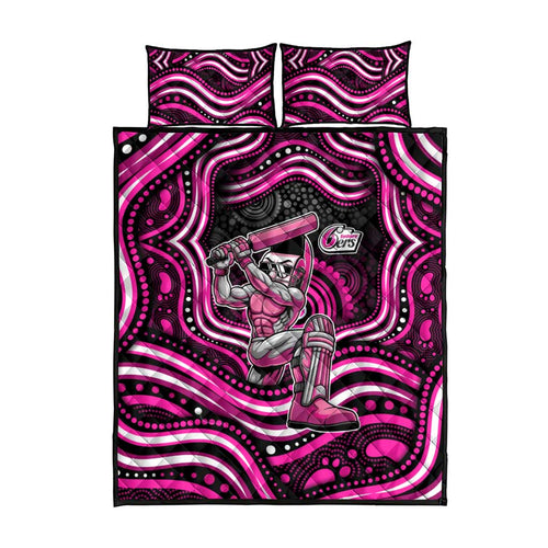 Sydney Sixers Cricket Quilt Bed Set Australian Cricket Mascot - Modern Indigenous Style