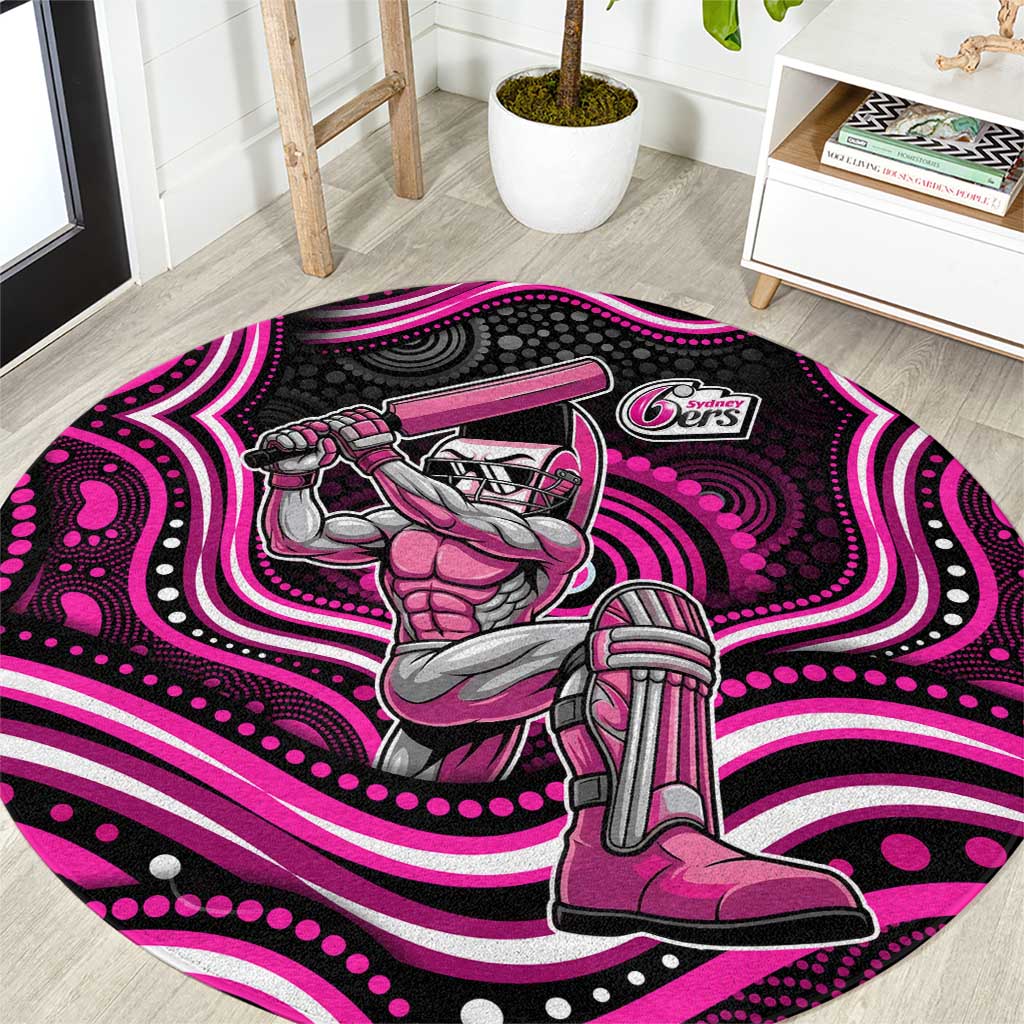 Sydney Sixers Cricket Round Carpet Australian Cricket Mascot - Modern Indigenous Style