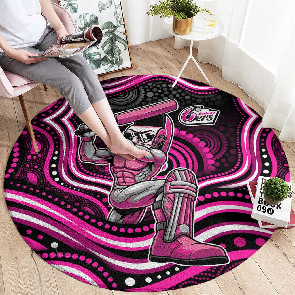 Sydney Sixers Cricket Round Carpet Australian Cricket Mascot - Modern Indigenous Style