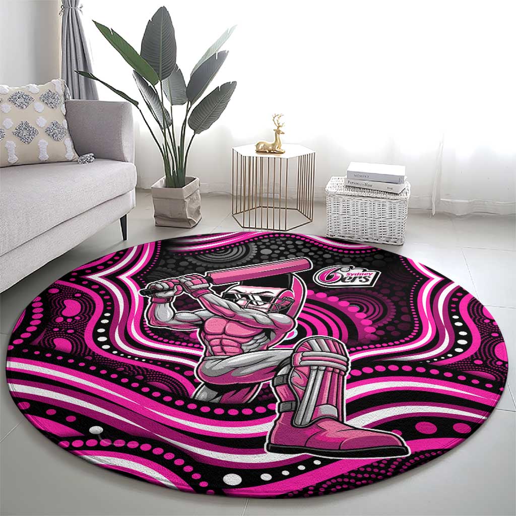 Sydney Sixers Cricket Round Carpet Australian Cricket Mascot - Modern Indigenous Style