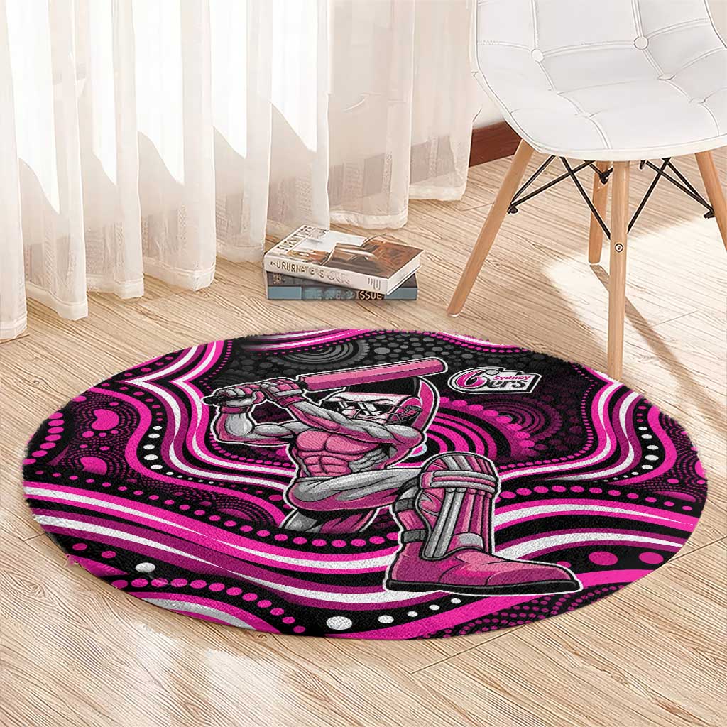 Sydney Sixers Cricket Round Carpet Australian Cricket Mascot - Modern Indigenous Style