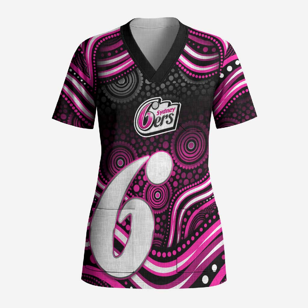 Sydney Sixers Cricket Scrub Top Australian Cricket Mascot - Modern Indigenous Style