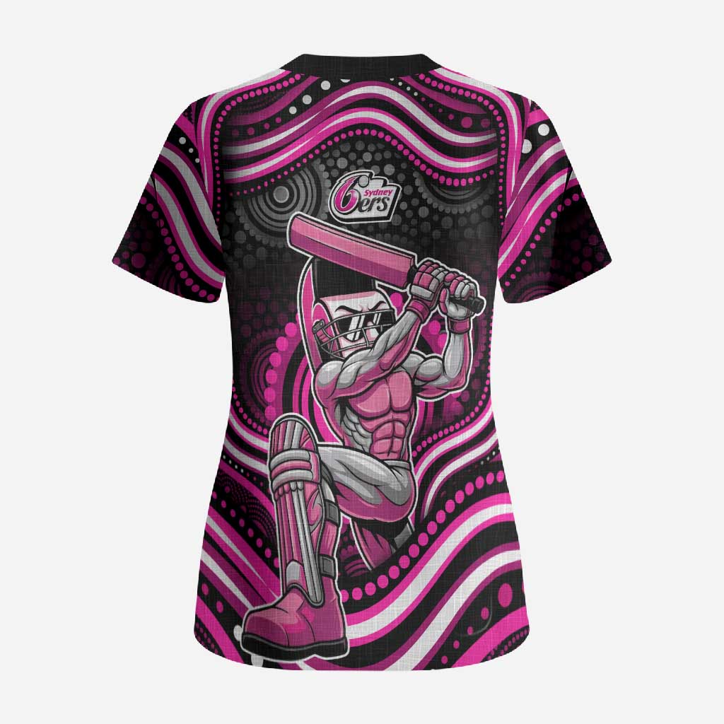 Sydney Sixers Cricket Scrub Top Australian Cricket Mascot - Modern Indigenous Style