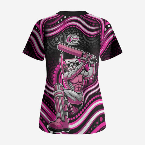 Sydney Sixers Cricket Scrub Top Australian Cricket Mascot - Modern Indigenous Style