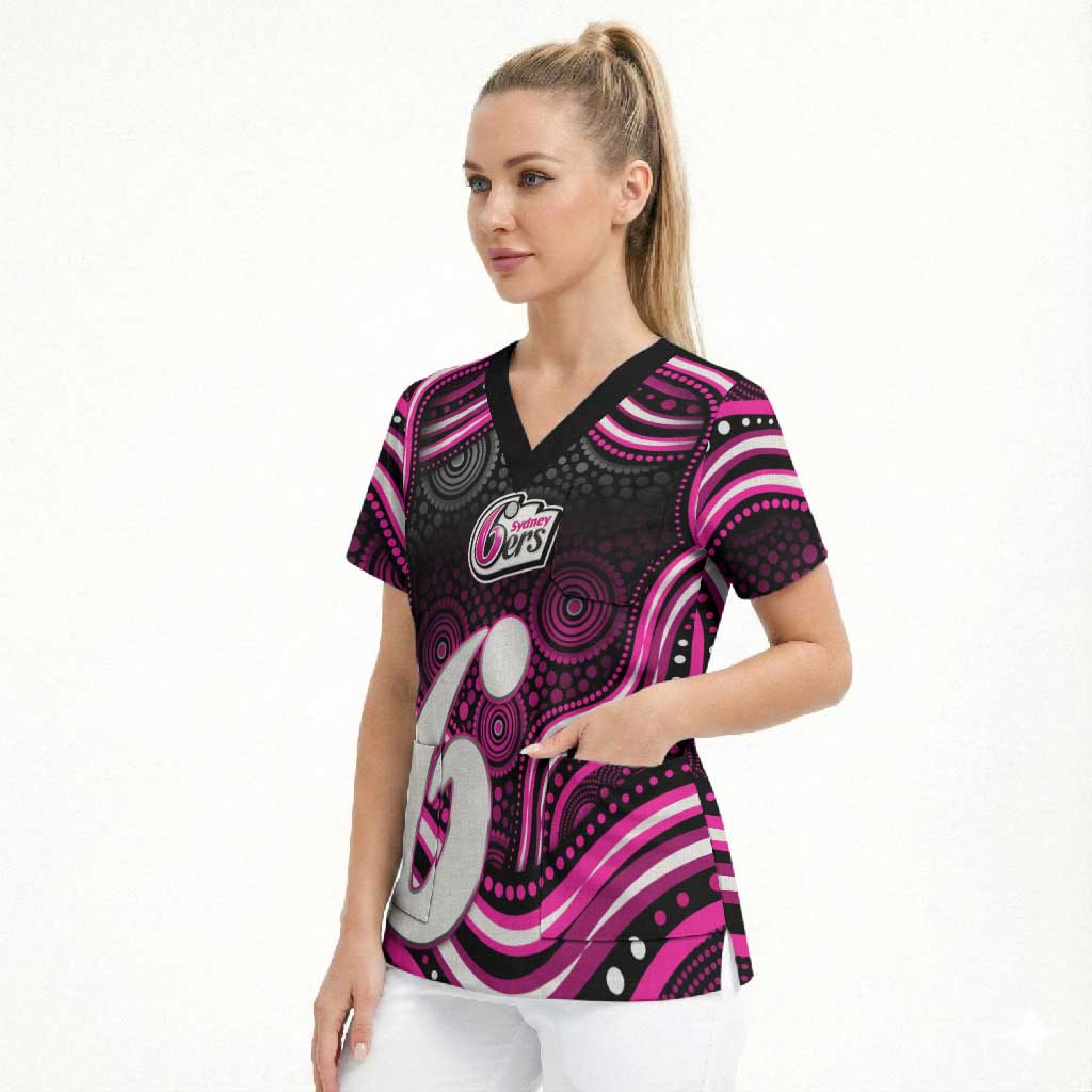 Sydney Sixers Cricket Scrub Top Australian Cricket Mascot - Modern Indigenous Style