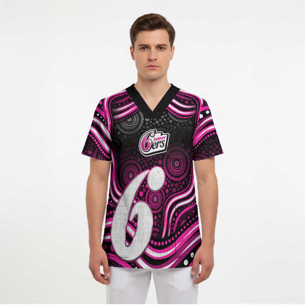 Sydney Sixers Cricket Scrub Top Australian Cricket Mascot - Modern Indigenous Style