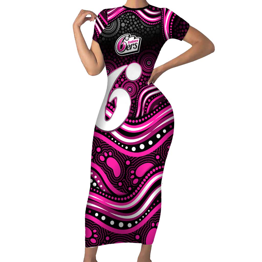 Sydney Sixers Cricket Short Sleeve Bodycon Dress Australian Cricket Mascot - Modern Indigenous Style