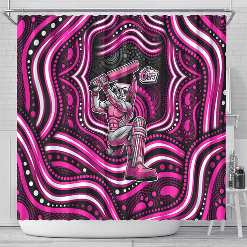 Sydney Sixers Cricket Shower Curtain Australian Cricket Mascot - Modern Indigenous Style