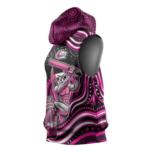 Sydney Sixers Cricket Sleeveless Hoodie Australian Cricket Mascot - Modern Indigenous Style