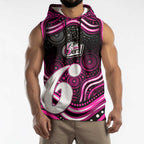 Sydney Sixers Cricket Sleeveless Hoodie Australian Cricket Mascot - Modern Indigenous Style