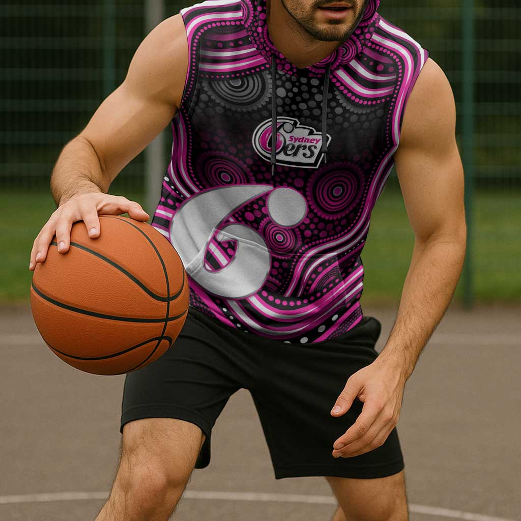 Sydney Sixers Cricket Sleeveless Hoodie Australian Cricket Mascot - Modern Indigenous Style