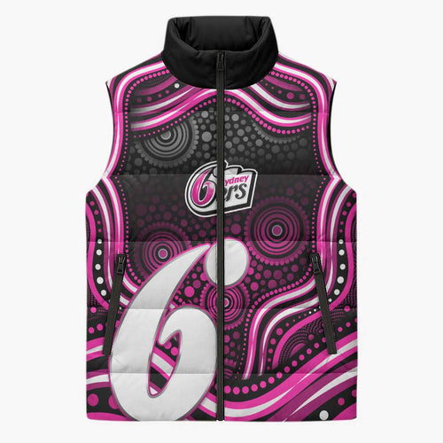 Sydney Sixers Cricket Sleeveless Puffer Jacket Australian Cricket Mascot - Modern Indigenous Style