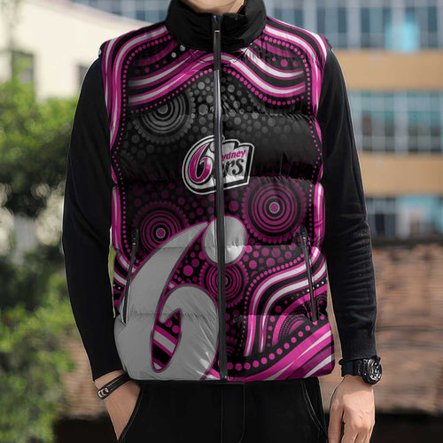 Sydney Sixers Cricket Sleeveless Puffer Jacket Australian Cricket Mascot - Modern Indigenous Style