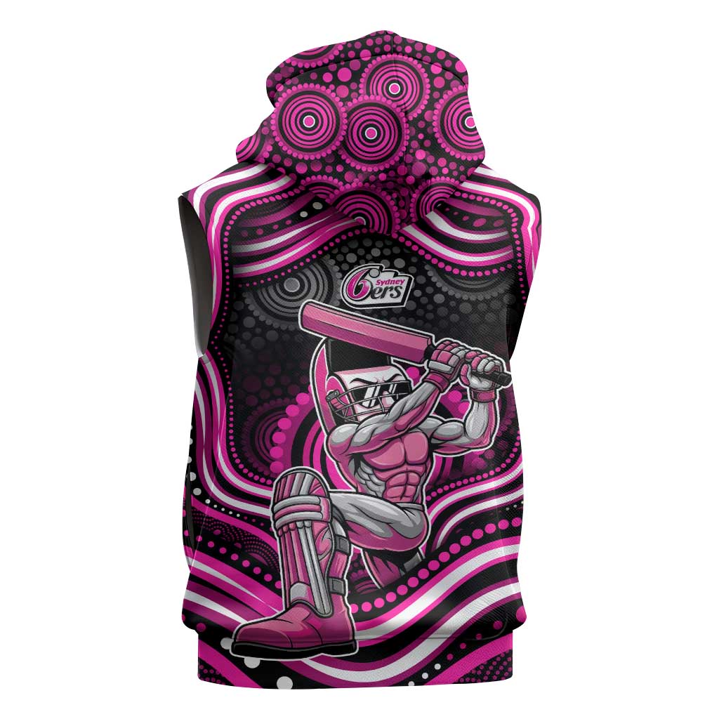 Sydney Sixers Cricket Sleeveless Zip Hoodie Australian Cricket Mascot - Modern Indigenous Style