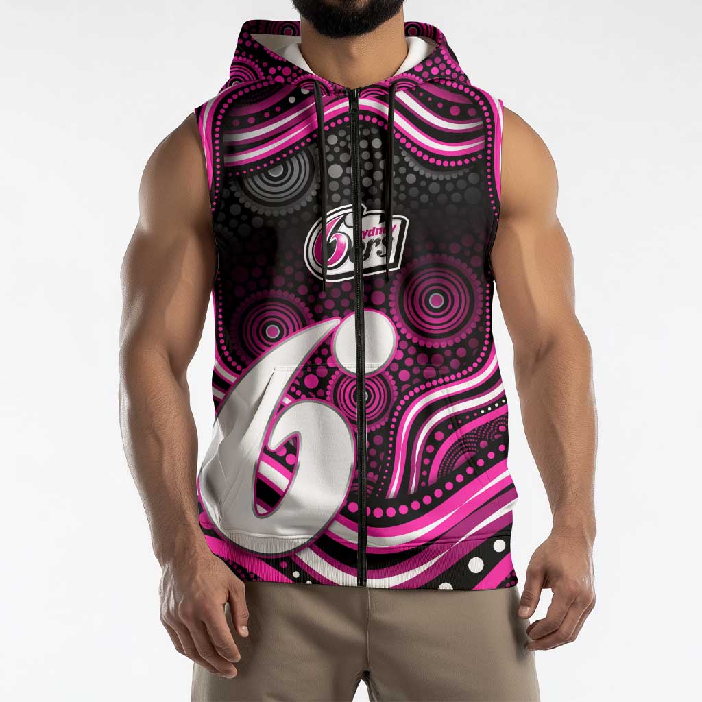 Sydney Sixers Cricket Sleeveless Zip Hoodie Australian Cricket Mascot - Modern Indigenous Style