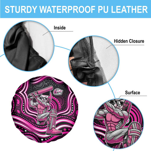 Sydney Sixers Cricket Spare Tire Cover Australian Cricket Mascot - Modern Indigenous Style