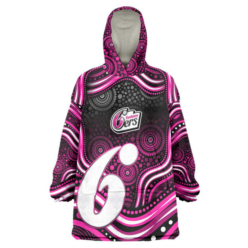 Sydney Sixers Cricket Wearable Blanket Hoodie Australian Cricket Mascot - Modern Indigenous Style