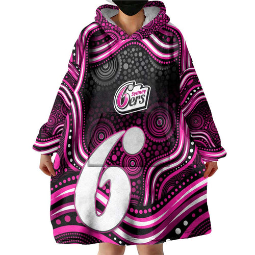 Sydney Sixers Cricket Wearable Blanket Hoodie Australian Cricket Mascot - Modern Indigenous Style