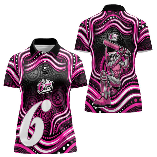 Sydney Sixers Cricket Women Polo Shirt Australian Cricket Mascot - Modern Indigenous Style