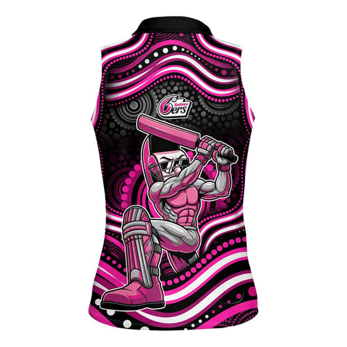 Sydney Sixers Cricket Women Sleeveless Polo Shirt Australian Cricket Mascot - Modern Indigenous Style