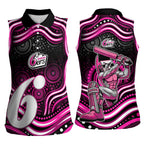Sydney Sixers Cricket Women Sleeveless Polo Shirt Australian Cricket Mascot - Modern Indigenous Style