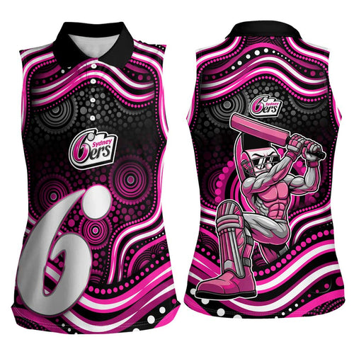 Sydney Sixers Cricket Women Sleeveless Polo Shirt Australian Cricket Mascot - Modern Indigenous Style