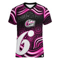 Sydney Sixers Cricket Women V-Neck T-Shirt Australian Cricket Mascot - Modern Indigenous Style