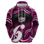 Sydney Sixers Cricket Zip Hoodie Australian Cricket Mascot - Modern Indigenous Style