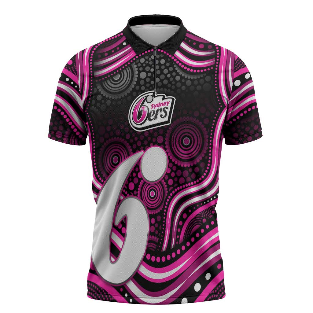 Sydney Sixers Cricket Zipper Polo Shirt Australian Cricket Mascot - Modern Indigenous Style
