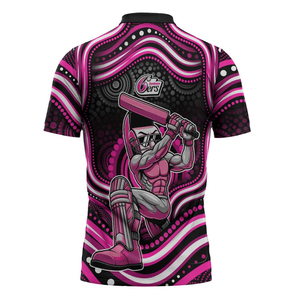 Sydney Sixers Cricket Zipper Polo Shirt Australian Cricket Mascot - Modern Indigenous Style